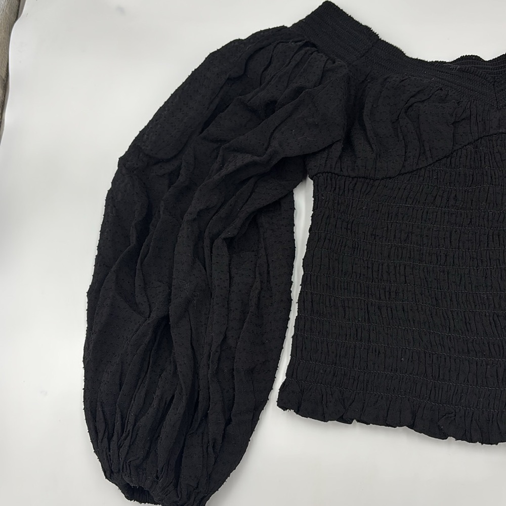 AllSaints Tia Texture Puff Sleeve Top - Picture 3 of 7